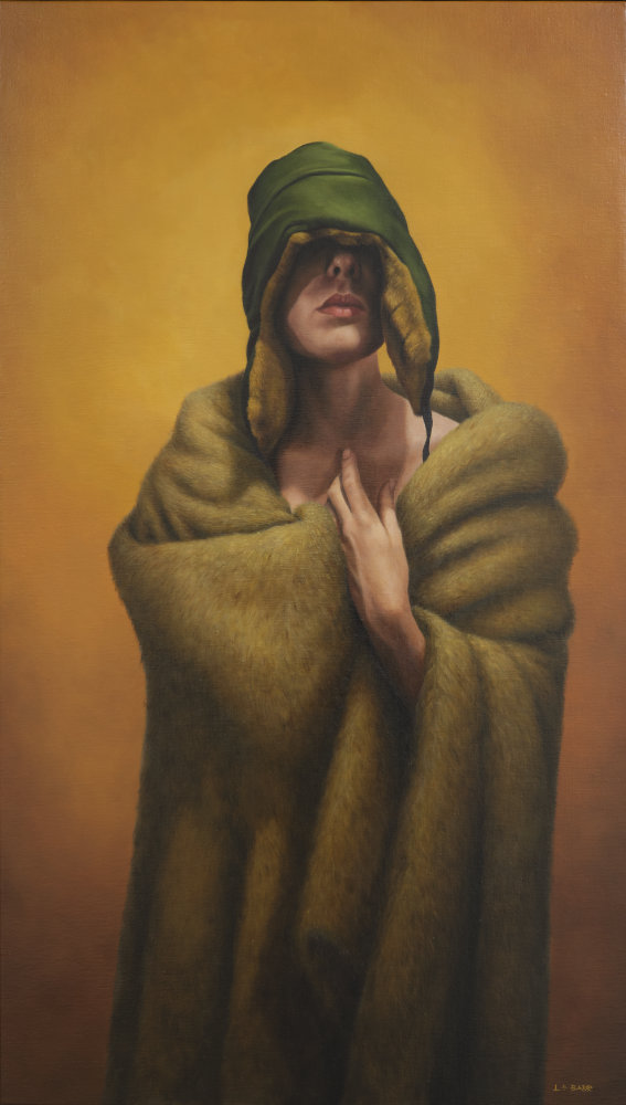 Painting of a girl wrapped in furs.